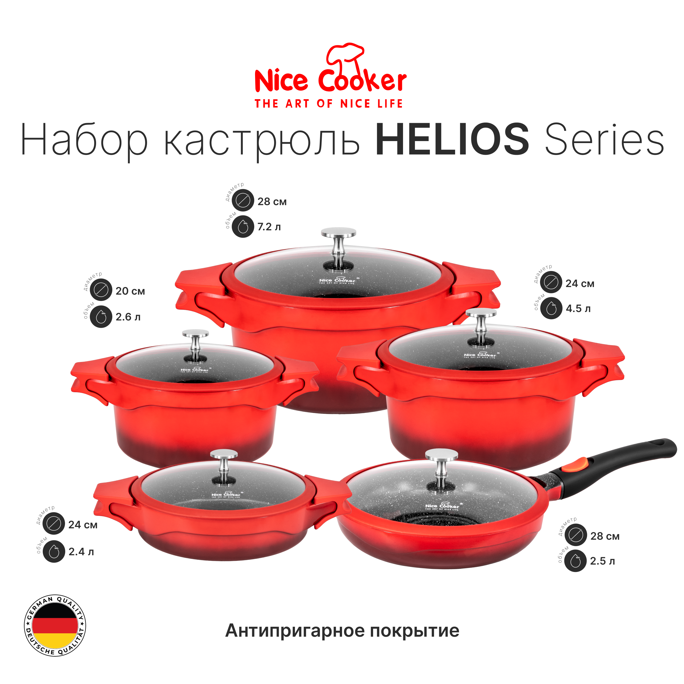 Набор кастрюль HLO-10T K-C (R)