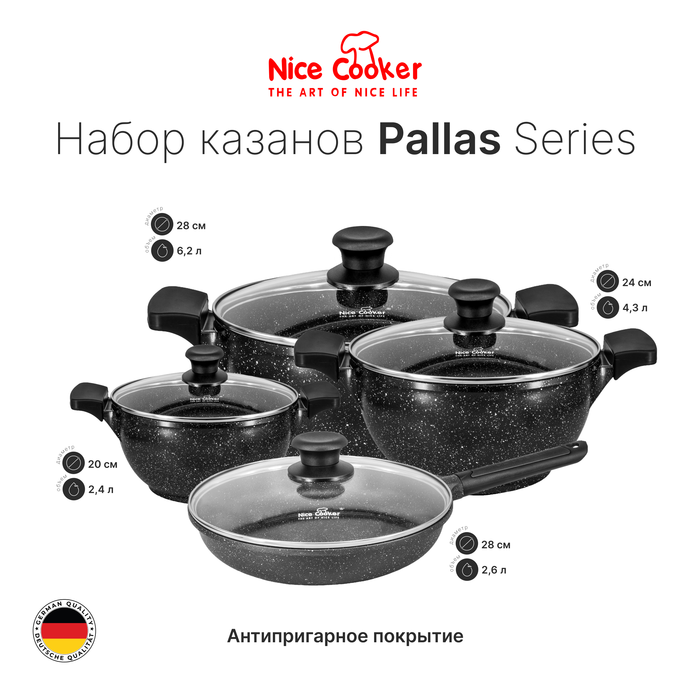 Набор казанов PLAS-8T (GR)
