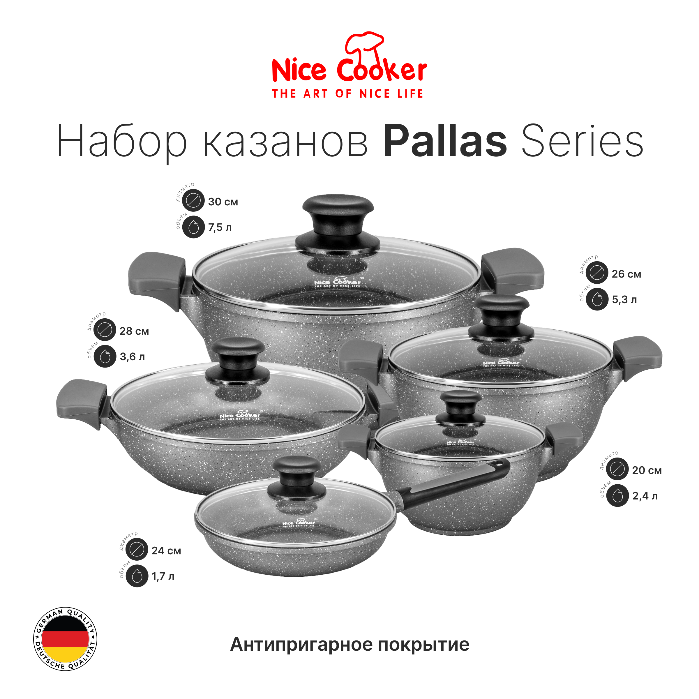 Набор казанов PLAS-10TBN (GR)